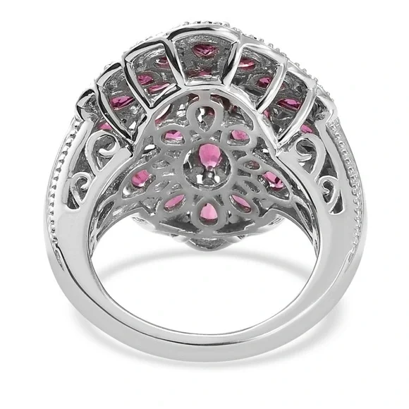 🌹Exquisite🌹 Red Garnet Cocktail Ring In Sterling Silver  Size 5 - Picture 4 of 11